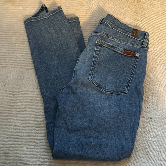 7 for all mankind b(air) ankle skinny stretch light wash jeans sz 30 - Picture 2 of 11